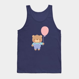 Cute Teddy Bear With Pink Balloon Tank Top